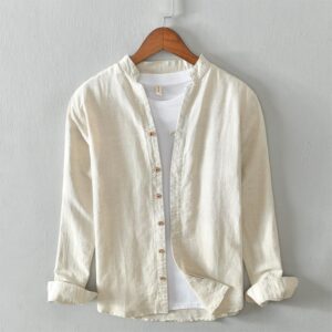 National Plain Casual Long Linen Sleeves Shirt